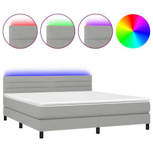 Box spring postel s matrací a LED světle šedá 160x200 cm textil - obrázek 2