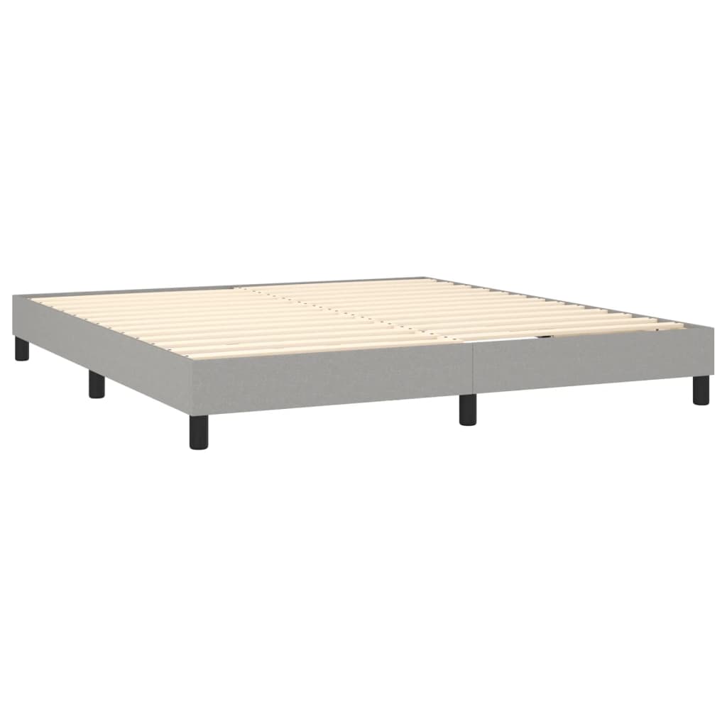 Box spring postelja z vzmetnico LED sv. siva 160x200 cm blago