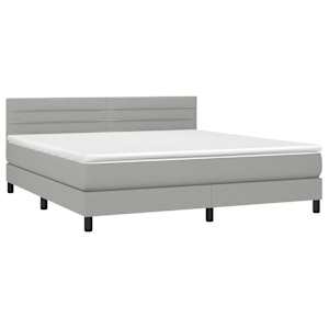 Box spring postel s matrací a LED světle šedá 160x200 cm textil - obrázek 3