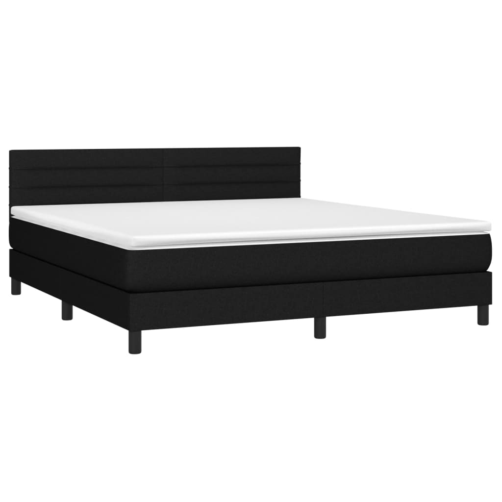 vidaXL Boxspring met matras en LED stof zwart 160x200 cm afbeelding