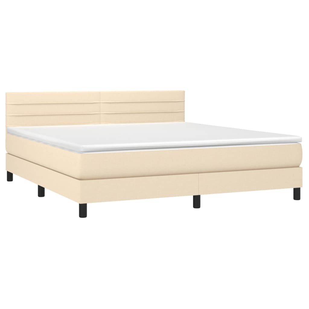 Thumbnail - vidaXL Boxspringbett mit Matratze & LED Creme 160x200 cm Stoff