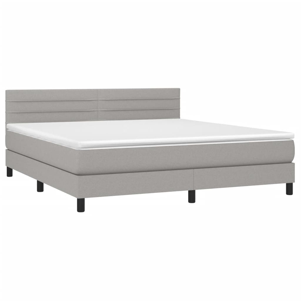 Thumbnail - vidaXL Boxspringbett mit Matratze & LED Hellgrau 180x200 cm Stoff