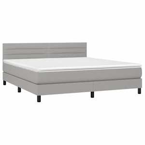 Box spring postel s matrací a LED světle šedá 180x200 cm textil - obrázek 3