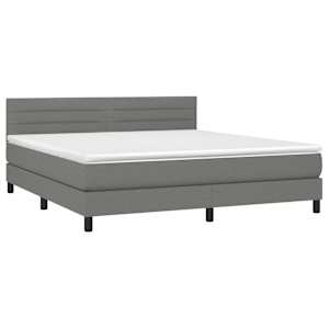 Box spring postel s matrací a LED tmavě šedá 180x200 cm textil - obrázek 3