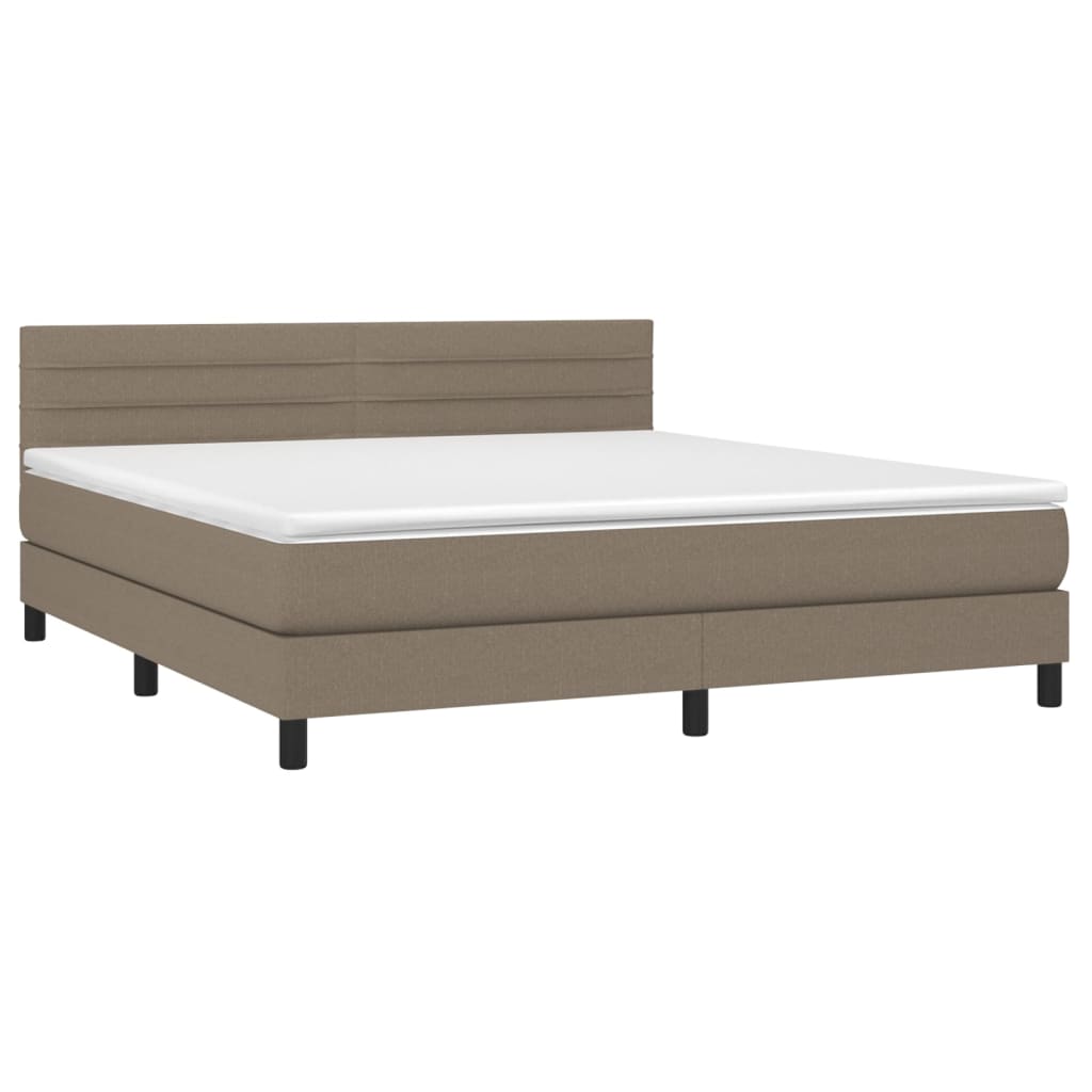 vidaXL Boxspring met matras en LED stof taupe 180x200 cm afbeelding