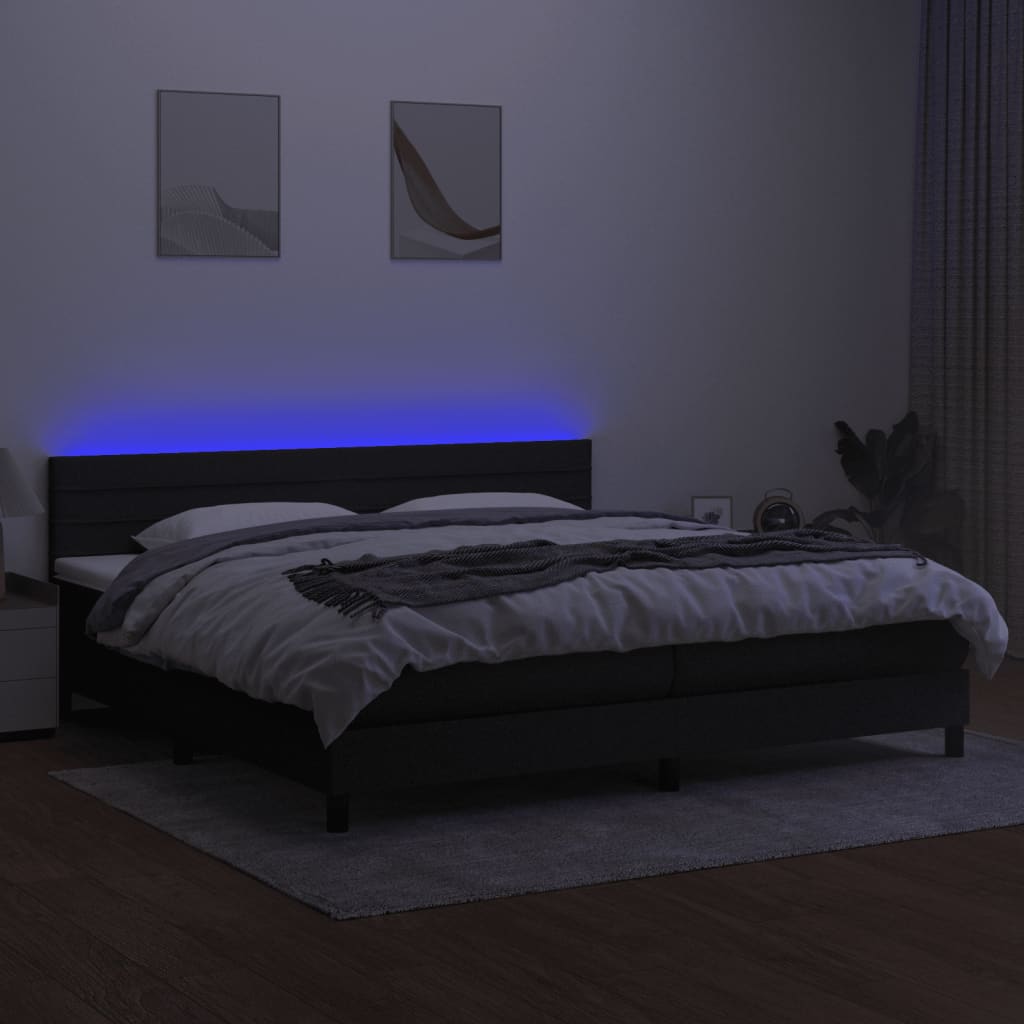 Boxspringbett mit Matratze & LED Schwarz 200×200 cm Stoff kaufen 4