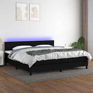 Box spring postel s matrací a LED černá 200x200 cm textil - obrázek 1