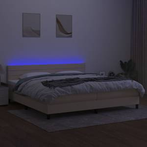 Box spring postel s matrací a LED krémová 200x200 cm textil - obrázek 4