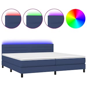 Box spring postel s matrací a LED modrá 200x200 cm textil - obrázek 2