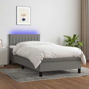 Box spring postel s matrací a LED tmavě šedá 90x190 cm textil - obrázek 1