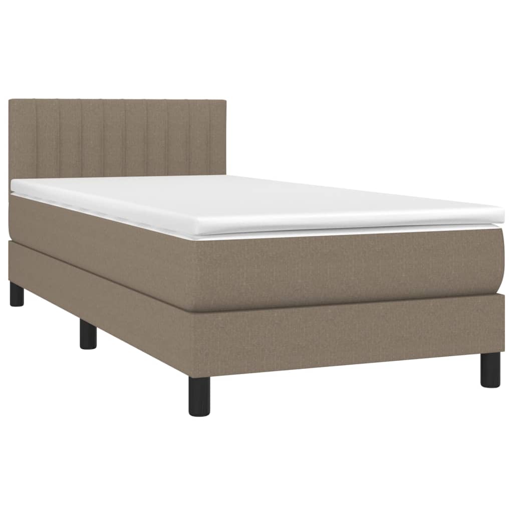 Box spring postelja z vzmetnico LED taupe 90x190 cm blago