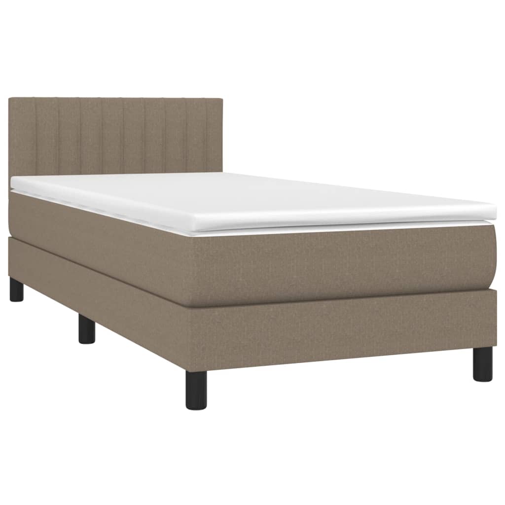 vidaXL Boxspring met matras en LED stof taupe 90x190 cm afbeelding