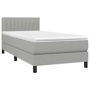 Box spring postel s matrací a LED světle šedá 100x200 cm textil - obrázek 3