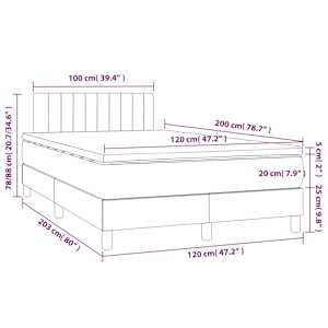 Box spring postel s matrací a LED krémová 120 x 200 cm textil - obrázek 8