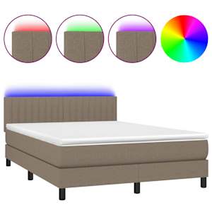 Box spring postel s matrací a LED taupe 140x190 cm textil - obrázek 2