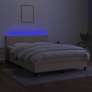 Box spring postel s matrací a LED krémová 140x190 cm textil - obrázek 4