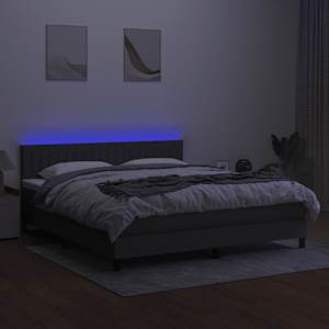 Box spring postel s matrací a LED tmavě šedá 160x200 cm textil - obrázek 4