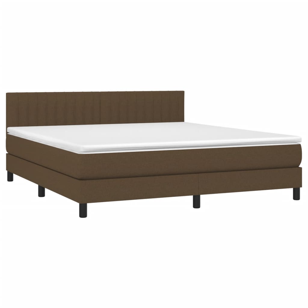 vidaXL Boxspring met matras en LED stof donkerbruin 160x200 cm afbeelding