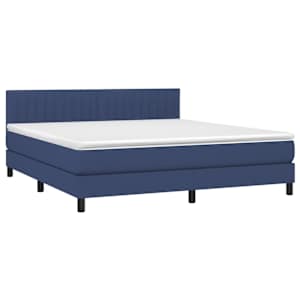 Box spring postel s matrací a LED modrá 160x200 cm textil - obrázek 3