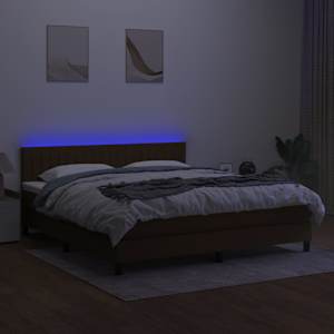 Box spring postel s matrací a LED tmavě hnědá 180x200 cm textil - obrázek 4