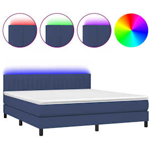 Box spring postel s matrací a LED modrá 180x200 cm textil - obrázek 2