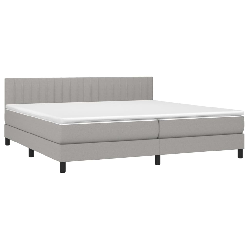 vidaXL Boxspring met matras en LED stof lichtgrijs 200x200 cm afbeelding