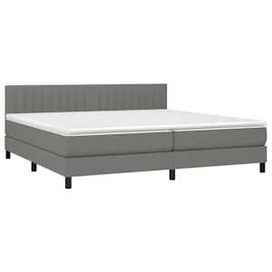 Box spring postel s matrací a LED tmavě šedá 200x200 cm textil - obrázek 3