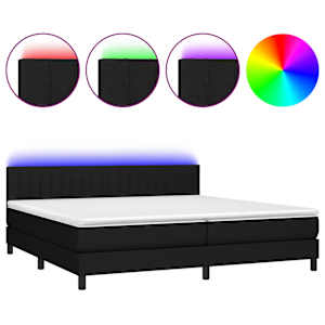 Box spring postel s matrací a LED černá 200x200 cm textil - obrázek 2