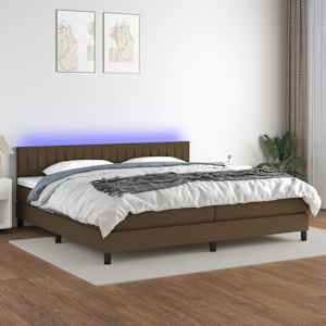 Box spring postel s matrací a LED tmavě hnědá 200x200 cm textil - obrázek 1