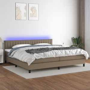 Box spring postel s matrací a LED taupe 200x200 cm textil - obrázek 1