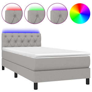 Box spring postel s matrací a LED světle šedá 80x200 cm textil - obrázek 2