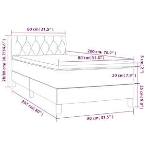 Box spring postel s matrací a LED světle šedá 80x200 cm textil - obrázek 8
