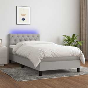 Box spring postel s matrací a LED světle šedá 80x200 cm textil - obrázek 1