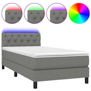 Box spring postel s matrací a LED tmavě šedá 80 x 200 cm textil - obrázek 2