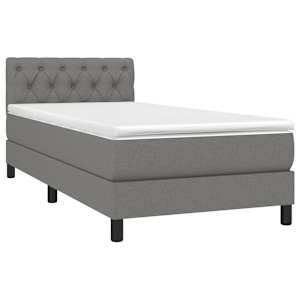 Box spring postel s matrací a LED tmavě šedá 80 x 200 cm textil - obrázek 3