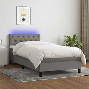 Box spring postel s matrací a LED tmavě šedá 80 x 200 cm textil - obrázek 1