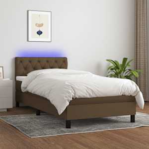 Box spring postel s matrací a LED tmavě hnědá 80x200 cm textil - obrázek 1
