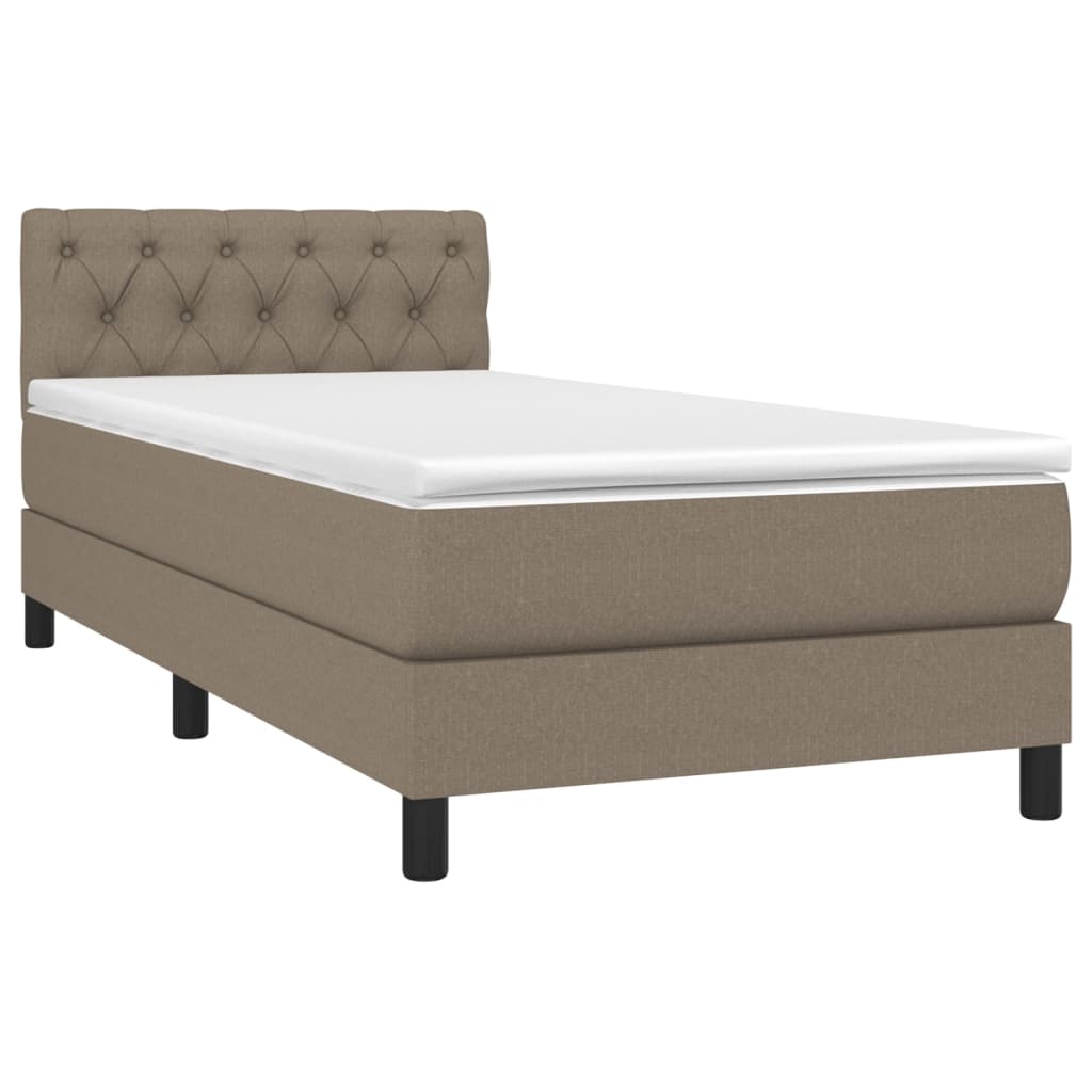 vidaXL Boxspring met matras en LED stof taupe 80x200 cm afbeelding
