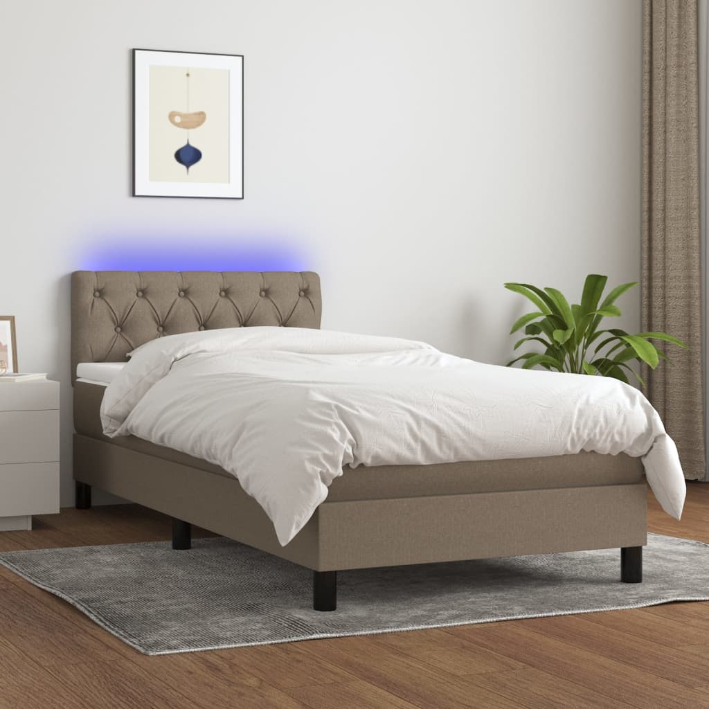 Box spring postel s matrací a LED taupe 80 x 200 cm textil