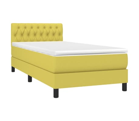 vidaXL Lova su spyruoklėmis/čiužiniu/LED, žalia, 90x190 cm, audinys