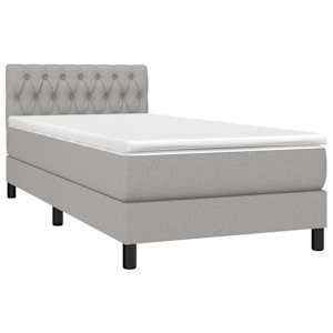 Box spring postel s matrací a LED světle šedá 100x200 cm textil - obrázek 3