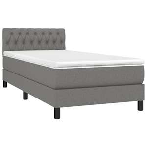 Box spring postel s matrací a LED tmavě šedá 100x200 cm textil - obrázek 3