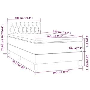 Box spring postel s matrací a LED taupe 100x200 cm textil - obrázek 8