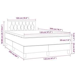 Box spring postel s matrací a LED taupe 120 x 200 cm textil - obrázek 8