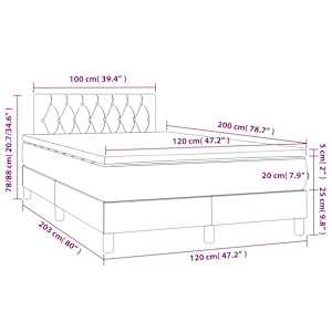 Box spring postel s matrací a LED krémová 120 x 200 cm textil - obrázek 8