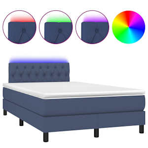 Box spring postel s matrací a LED modrá 120 x 200 cm textil - obrázek 2