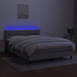 Box spring postel s matrací a LED světle šedá 140x190 cm textil - obrázek 4