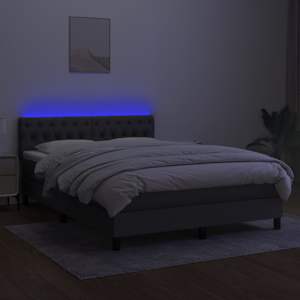 Box spring postel s matrací a LED tmavě šedá 140x190 cm textil - obrázek 4