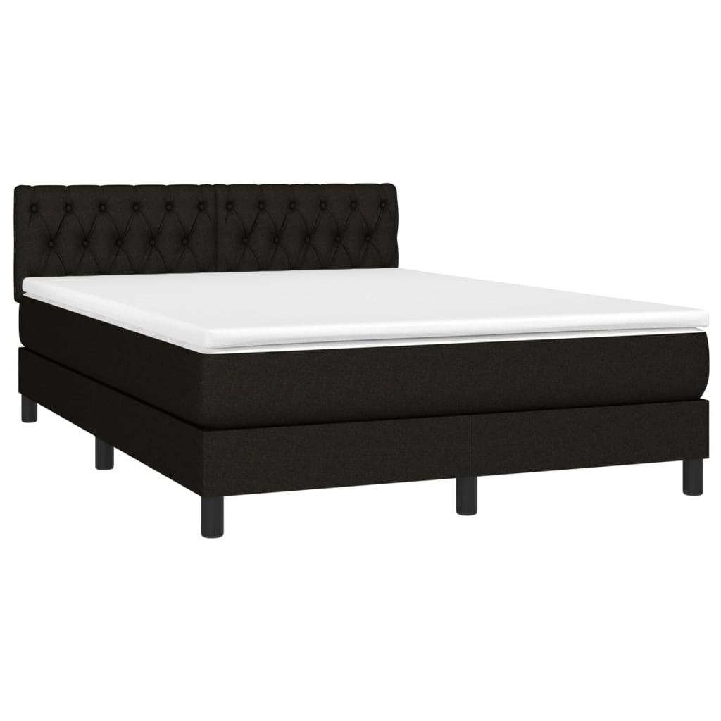 vidaXL Boxspring met matras en LED stof zwart 140x190 cm afbeelding