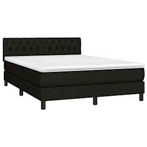Box spring postel s matrací a LED černá 140x190 cm textil - obrázek 3